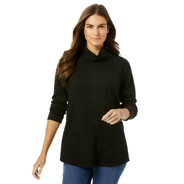 Woman Within Womens Plus Size Thermal Turtleneck Long Underwear Top